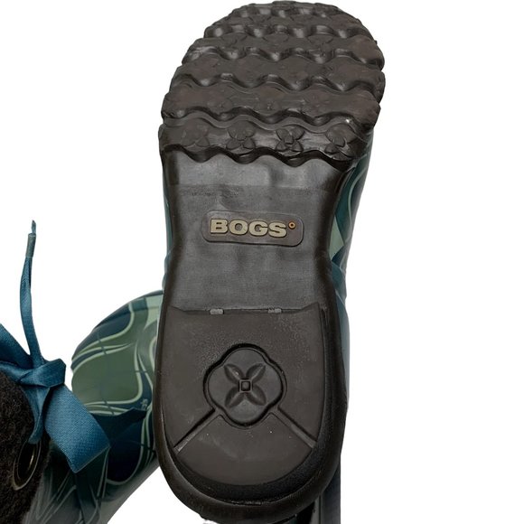 BOGS Becca Teal Swirl Print Fleece Lined Mid Calf Boots - Picture 6 of 10